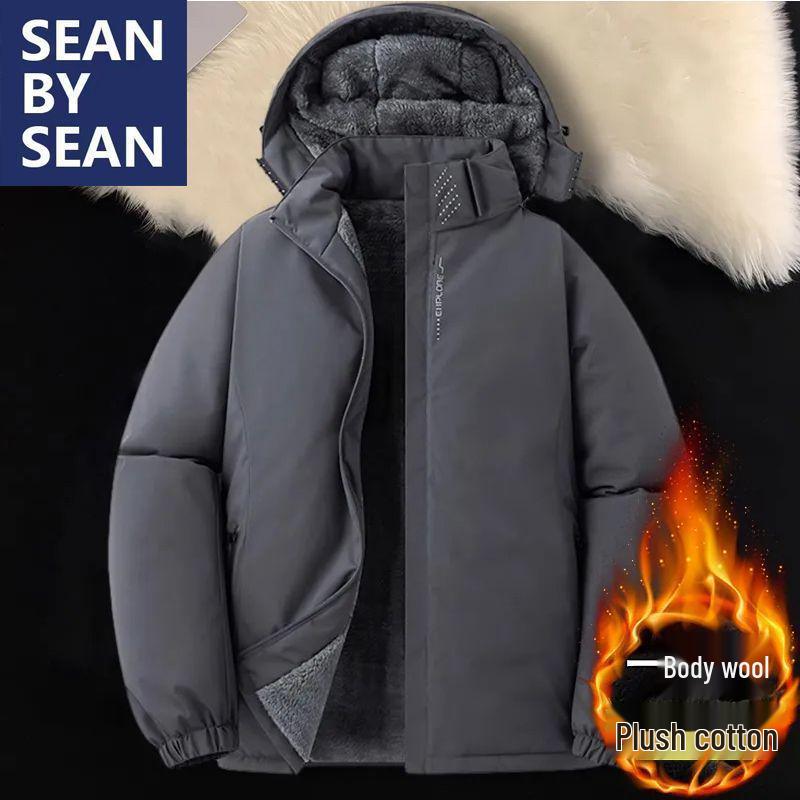 

Men s Winter Windproof Waterproof Cotton Jacket with Velvet Lining - Warm Outdoor Coat for Takeaway Riders XL for 101-121 jin