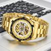 Wolis Men's Gold Waterproof Mechanical Watch - Creative Hollow Design