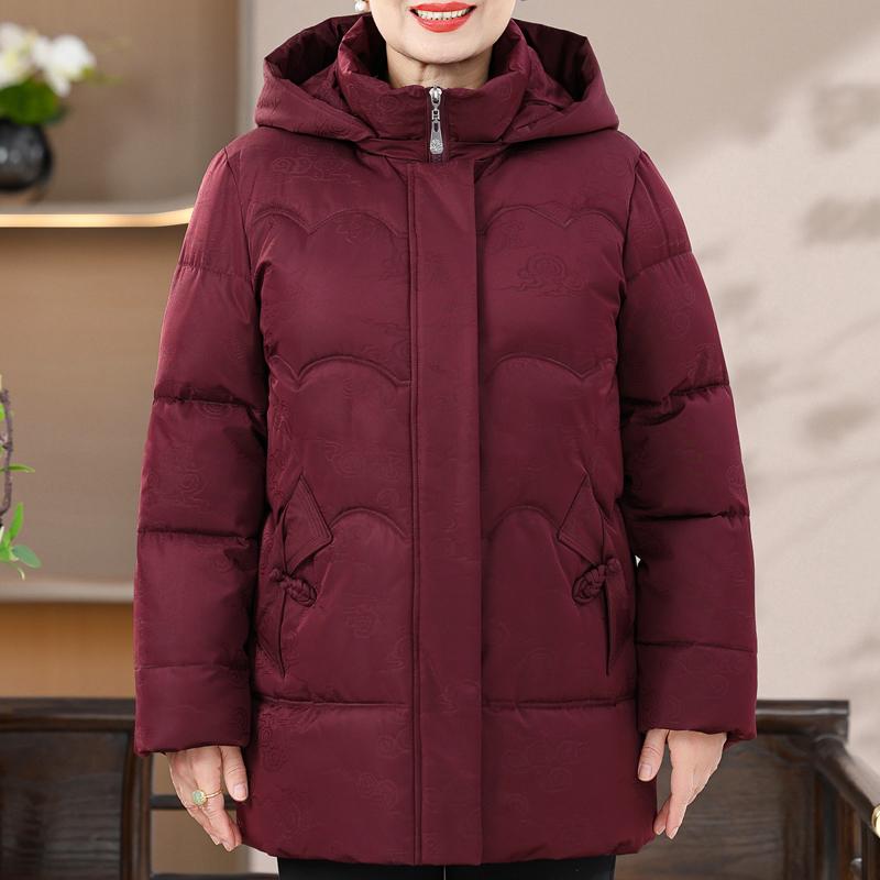 

Плюс розмір 2XL-7XL Жіночі зимові пальта середнього віку з капюшоном Товсті теплі парки Елегантний вільний верхній одяг Жіночі куртки 7XL