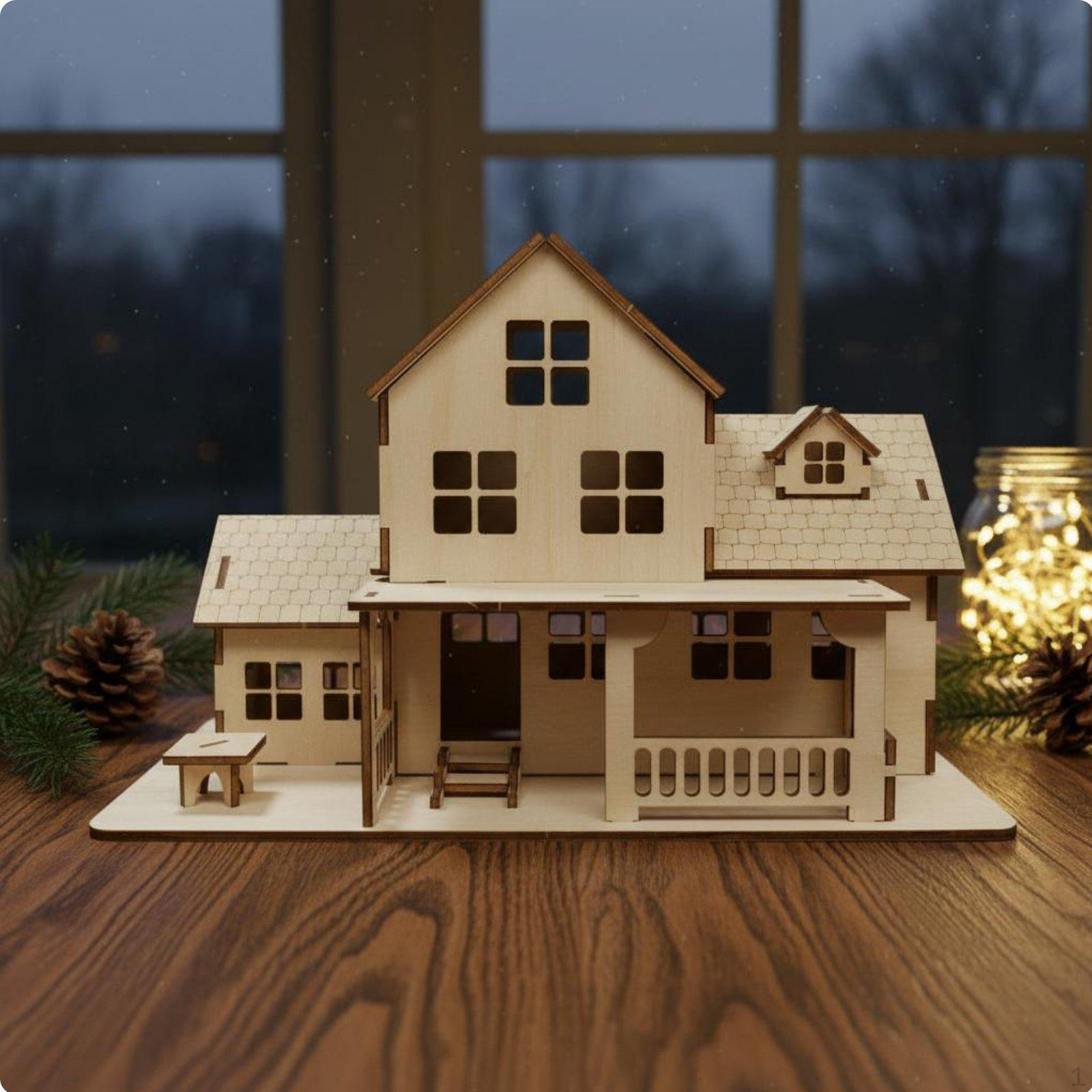 Wooden Model Kit DIY House Assembly Puzzle Toys Educational Miniature Building