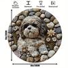 Shih Tzu Hund Metall Wandkunst Frühling Weihnachten Dekor Aluminium Schild Kranz Zuhause