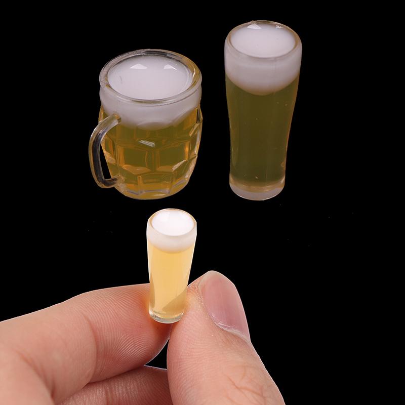 2Pcs Mini Wine Beer Cup Dollhouse Craft 1:12 Scale DIY Parts Plastic Transparent Goblet Miniature Home Decoration Glass Model