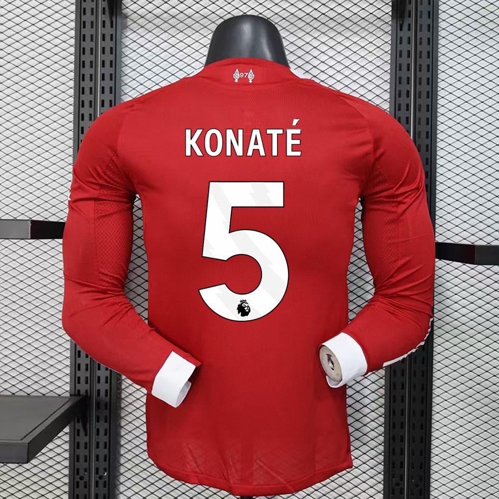 

Liverpool Premier League 25/26 Home Long Sleeve Jersey with Wirtz and Salah Print. 3XL