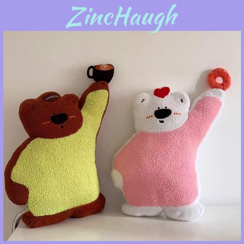 Cute Cartoon Bread Coffee Donuts Teddy Bears Plush Doll Pillows For Couch And Lounge Decor