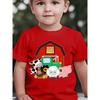 Boys Farm Animals & Tractor Print Crewneck All Season Casual Short Sleeve T-Shirt