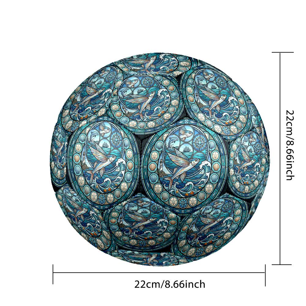 Marine Life Glass Round Football Size 5 Adult Ball Suitable for Training Matches and Outdoor Team.