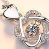 Heart-shaped Necklace Women Double Heart Entangled Rhinestone Decor Adjustable