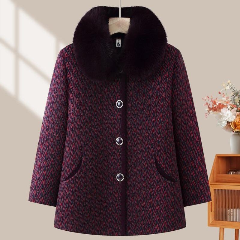 

Пожилая одежда для осени и зимы для женщин, бабушкина зимняя одежда, флисовая куртка, мамино пальто из флиса норки, одежда для пожилой женщины 5XL [recommended 150-80kg] фиолетовый