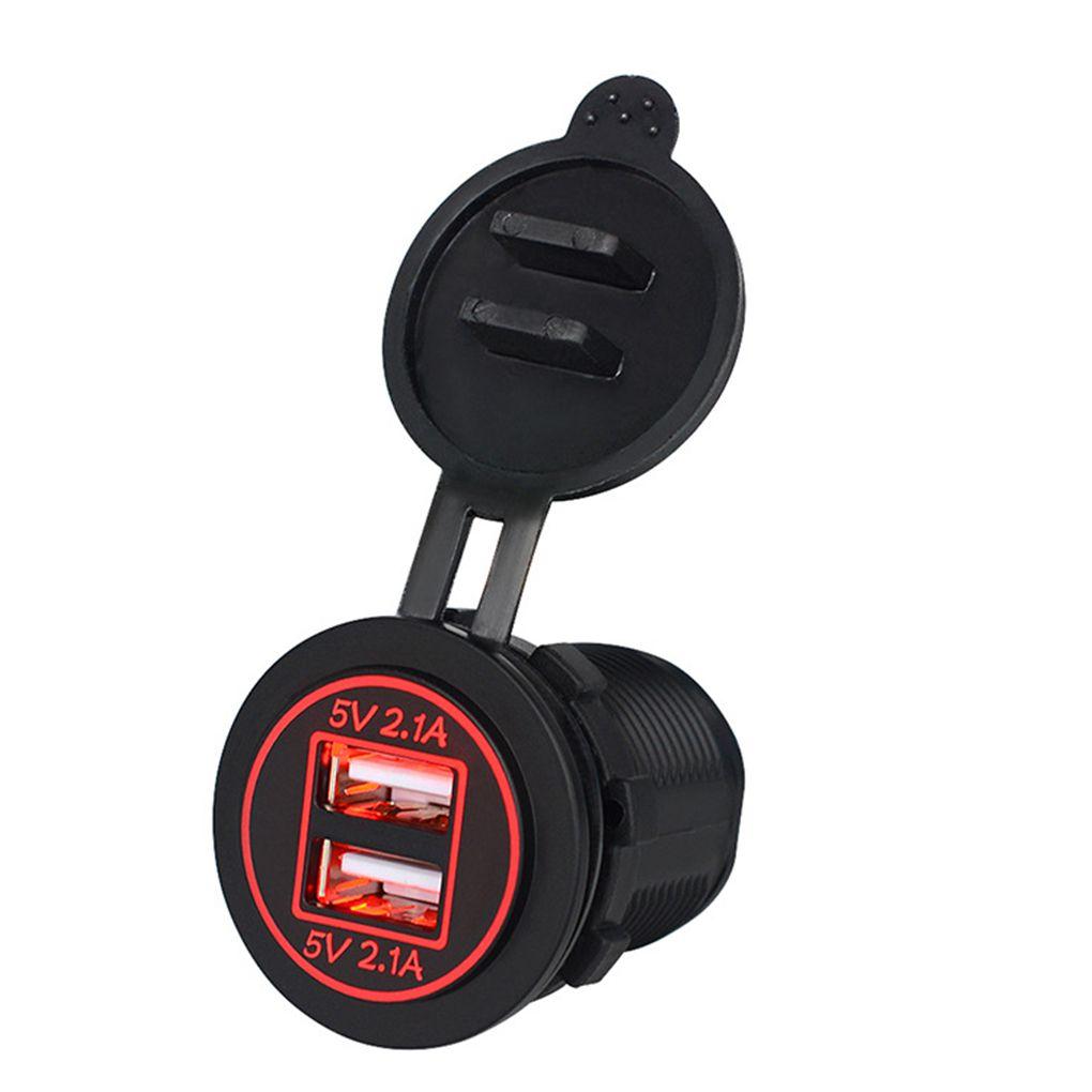 5V 2.1A Dual USB Charger IP66 Waterproof Car Charging Socket Power Outlet Compatible for Car Boat Marine