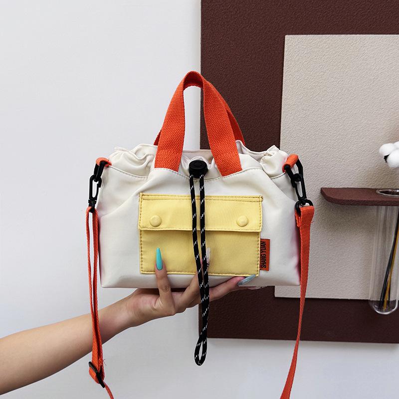 Korean Version of Foreign Style Drawstring Women's Shoulder Bag Casual and Lightweight Portable Small Square Bag To Work Commuting Going Out Trav