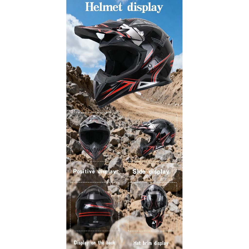 Uchoose High Quality Motorcycle Off Road Racing Helmet ATV Forest DH Mountain Bike Full Helmet DOT Approved Gift goggles