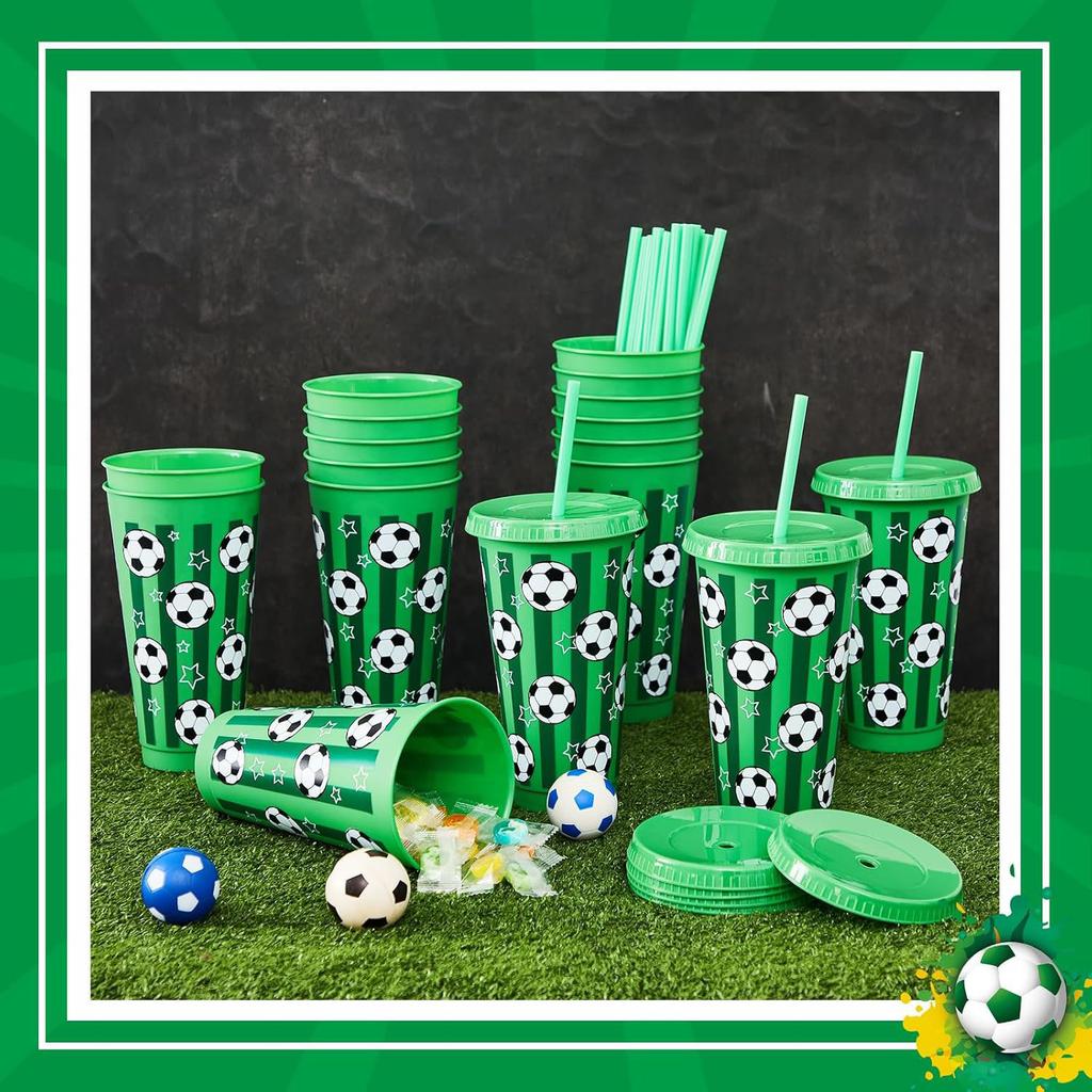 710ml Plastic Football Cup Reusable Drinking Cup, Match Day Party Reusable Sports Cup, Sports Fan Exclusive Straw Cup