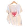 Plus Size Loose Fit Mid-Length Round Neck Short-Sleeve T-Shirt for Women