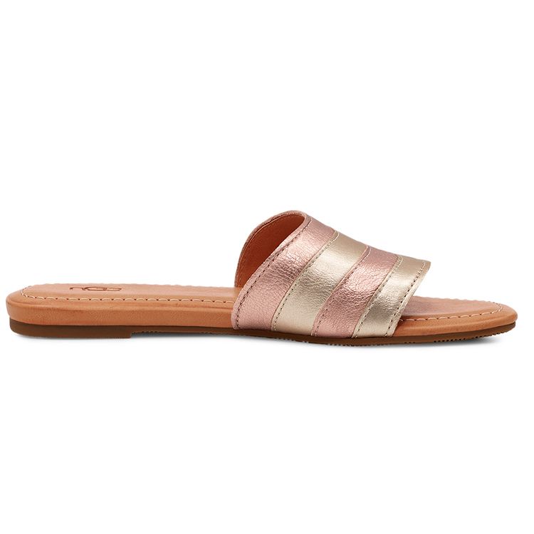 UGG Leather Comfortable Casual Flat Fashion Sandals Women sandals Light-Rose-Gold 1128645-PRGM