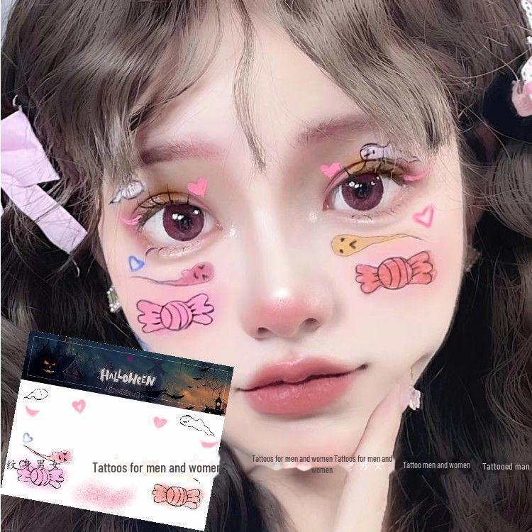 Autocolante de tatuaj cu desene animate de Halloween rezistente la apă pentru copii – modele drăguțe de dovleac, fantomă și craniu