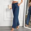 Women's Mid- Stretch Jeans Fashion Straight Leg Denim Pants With Pockets