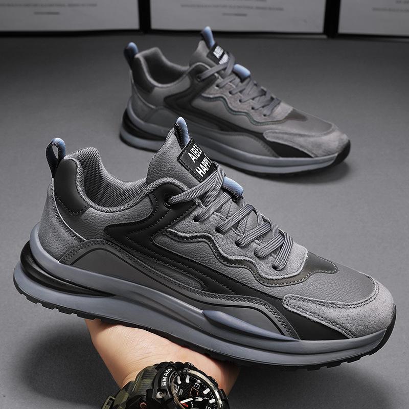 Sports men's shoes spring and autumn 2024 new leather surface waterproof and non-slip leisure work soft sole labor insurance tide shoes