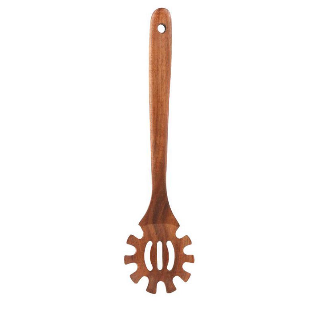 Ergonomischer Griff Kochlöffel Holz 30cm Länge Antihaft Spaghetti Gabel Zange für Hausköche und Professionelle Nutzung