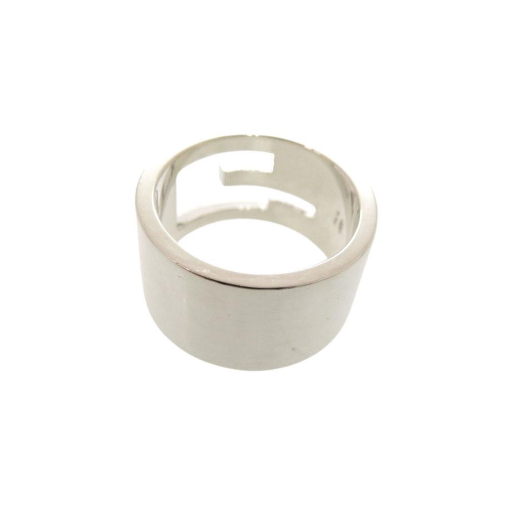 Used AUTHENTIC GUCCI Branded Cutout G WideRing Silver Silver925