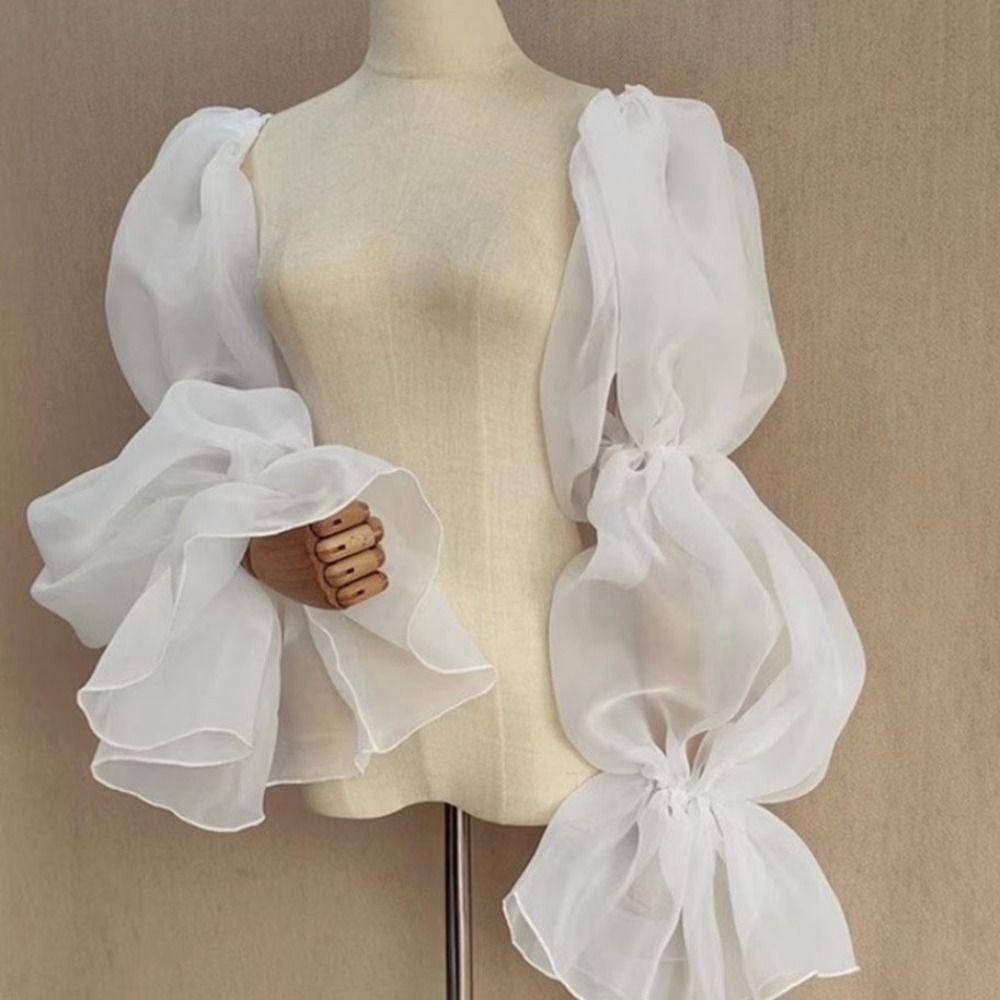 Bowknot Bride Detachable Sleeves Evening Dress Decor Fairy Sleeves Sheer Cover Sleeves Banquet