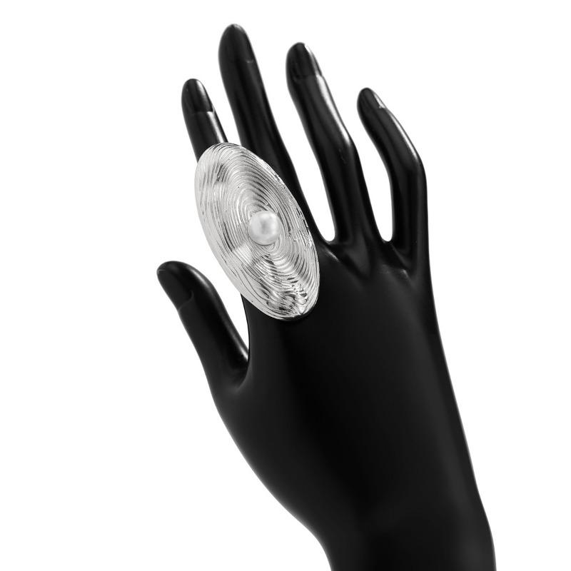 Bagues pour femmes tendance créatives perles empreintes digitales bague en métal exagérée grande bague ouverte réglable bijoux de fête de vacances accessoires