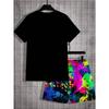 Summer Men's Short-Sleeved Shorts Set with 3D Pattern Printing - Street Casual Fashion Comfortable and Soft