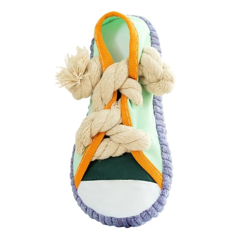 Squeaky Shoe Dog Chew Toy For Various Size Breeds Teething and Chewing Strong Tug War Rope Pet Indoor Activity Toy
