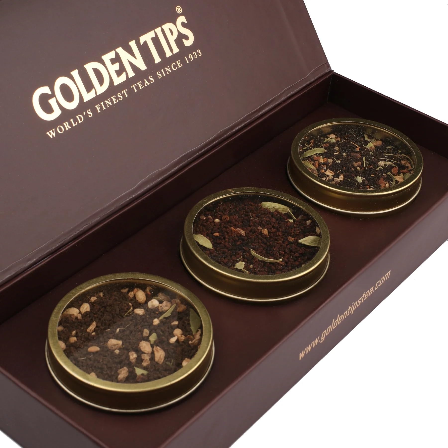 Подарочный набор элитного чая Golden Tips, Сэмплер из 3 видов чая Чай Самала, Имбирный и Кадак Чай, Изысканная упаковка для праздничных подарков, Свадеб, Дней рождения