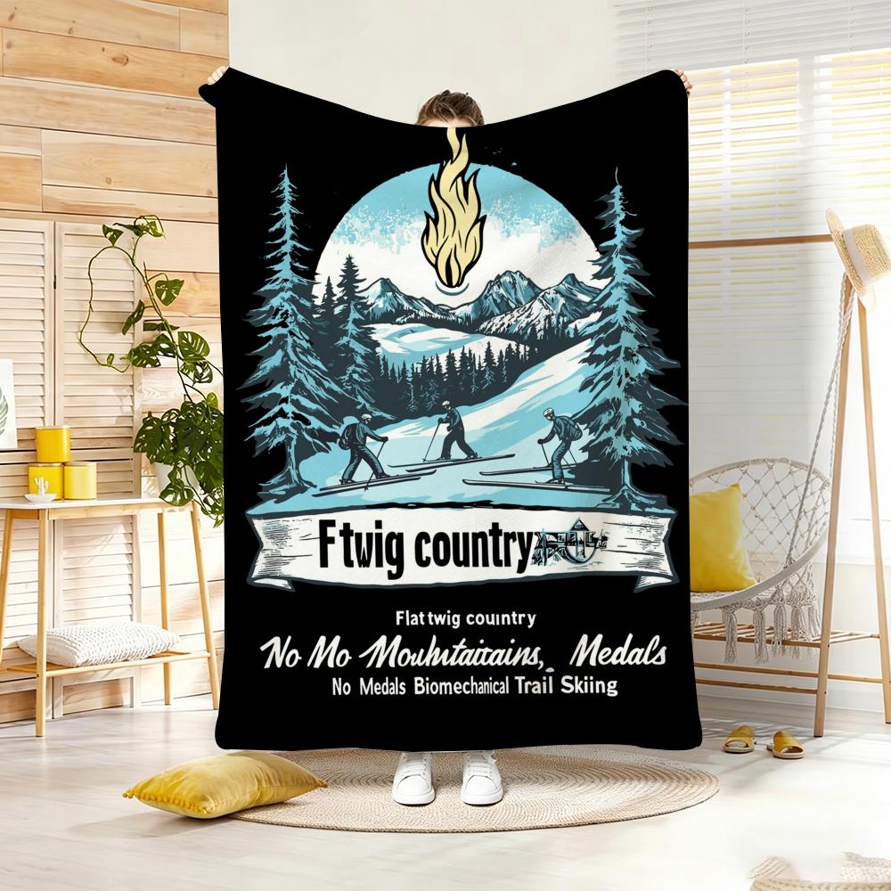 Illustration O-Outdoor Adventure Throw Soft Warm Throw Blanket for Bedroom Living Room Bed Travel Camping Picnic Gift