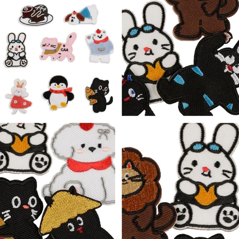 8 Pcs Cats Iron On Patches Applique Patches Cartoon Animal Repair Patches Lion Embroidery Patches for Jeans Decoration