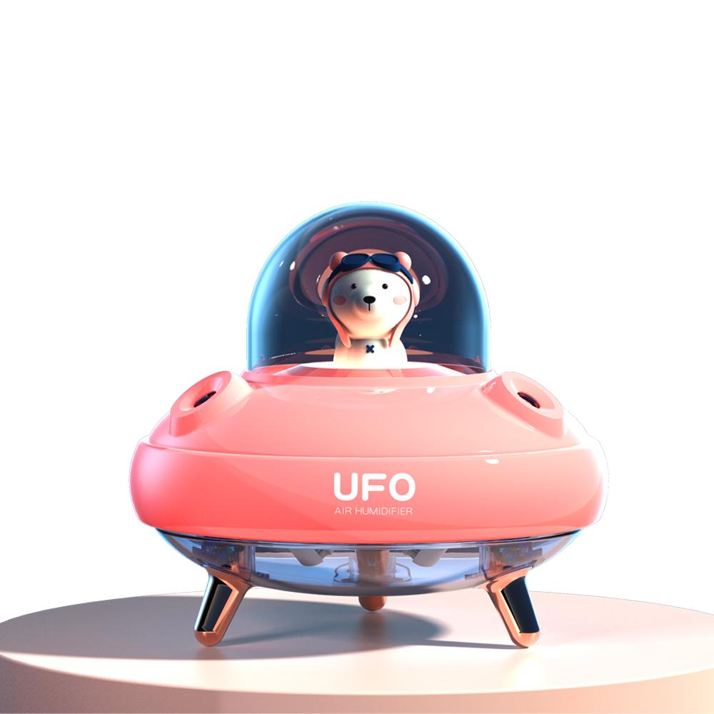400ML Cute Design UFO Humidifier Double Spray Humidification Quiet Rechargeable USB Humidifier With Colorful Night Light