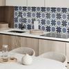 Vinyl Decorative Panel with Graphics for Kitchen or Bathroom 100x50 cm Floral Pattern on Tiles
