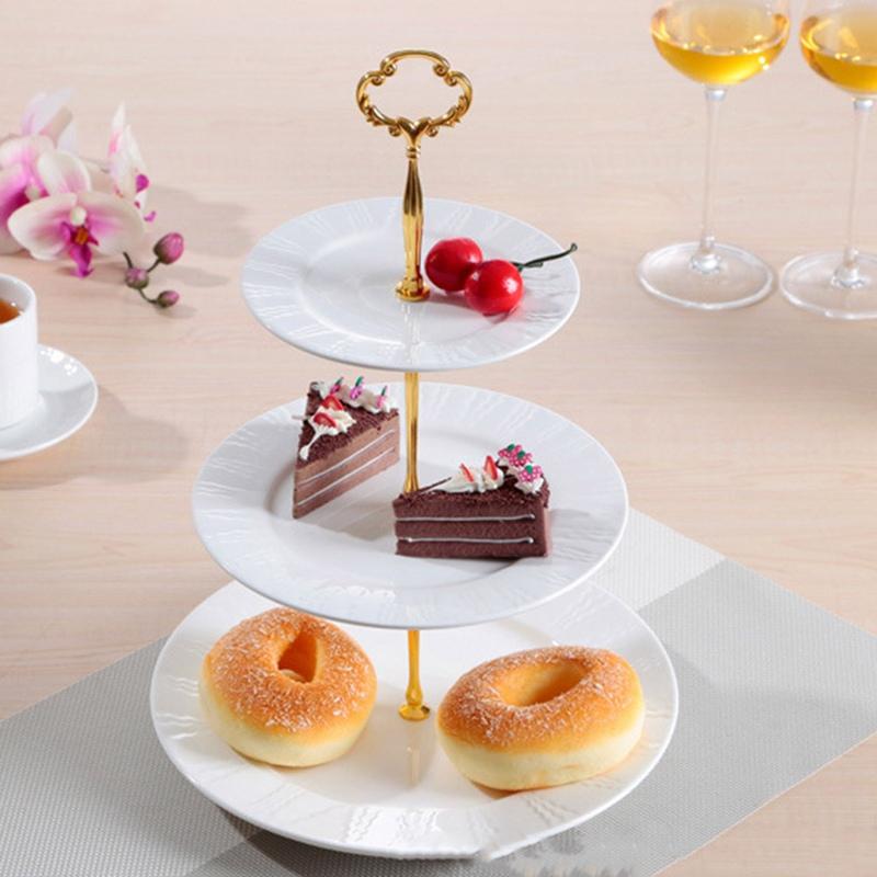 2/3 Layer Cake Stand Fruit Plate Tray Display Cupcake Holder Shelf Stackable Detachable Birthday Party Wedding Dessert Holder