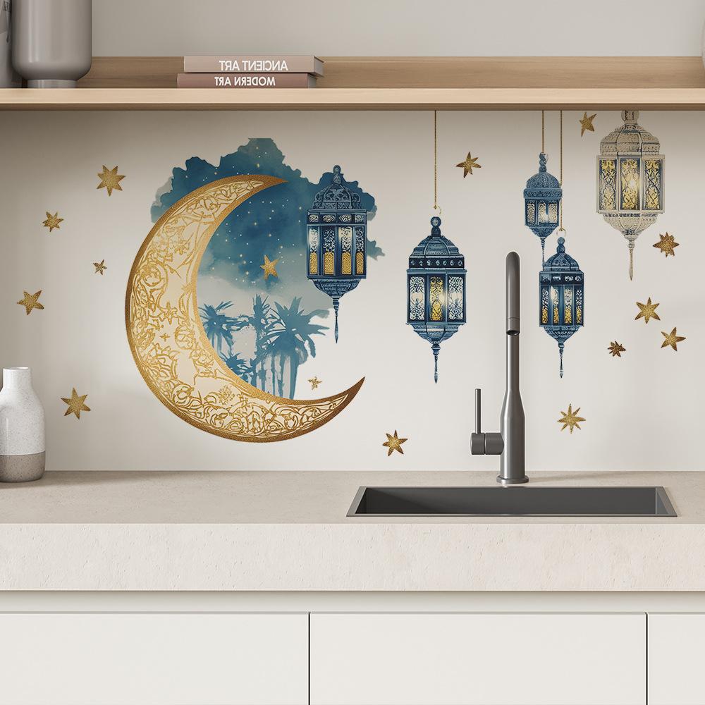 Fantasy Stars Moon Chandelier Hanging Decorations Bedroom Living Room Study Home Decoration Wall Stickers