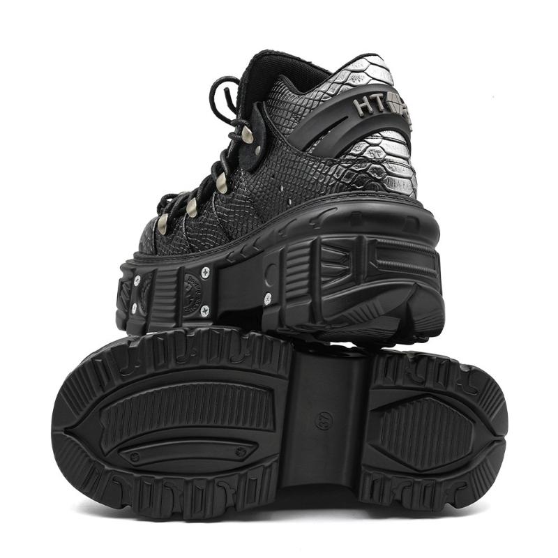 Módní dámské punkové boty na platformě pro dámské šněrovací boty s kulatou špičkou, kovové dekorace, tenké podpatky, tenisky, gotické párty, noční klub, boty