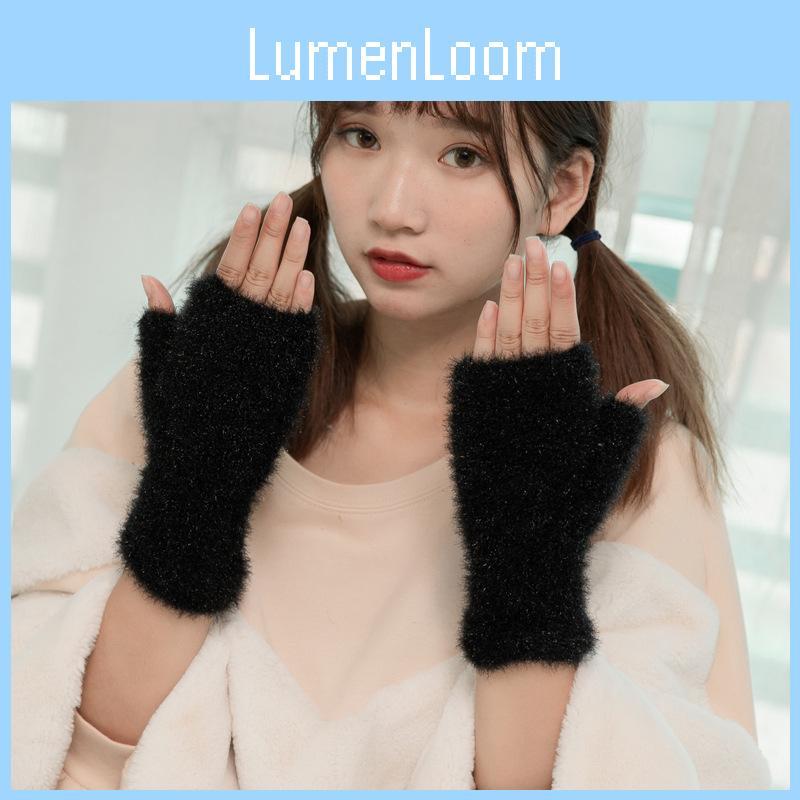 Stylish Womens Knit Faux Cashmere Winter Gloves Thick Warm Half Finger Comfort