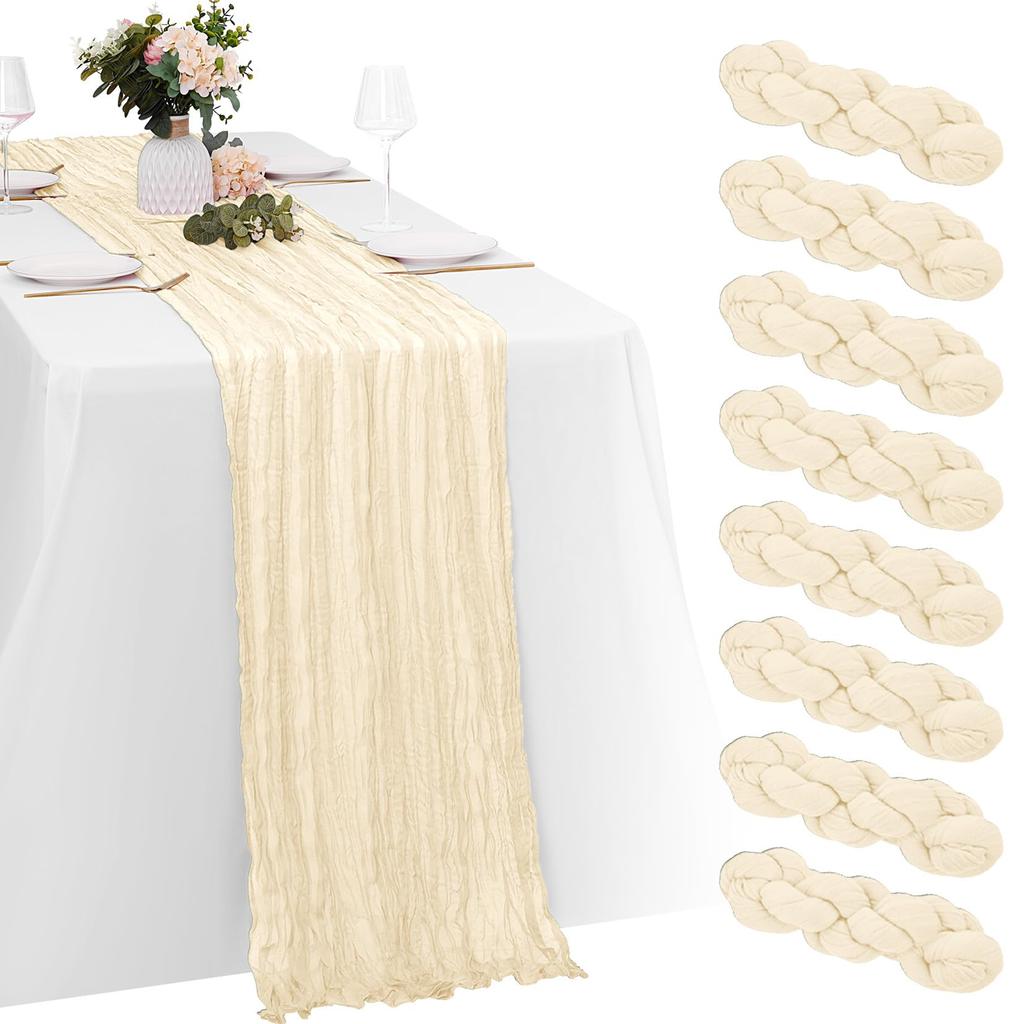 6er-Pack Mulltischläufer Rustikaler durchsichtiger Gaze-Tischläufer Käsetuch für Hochzeit Geburtstagsfeier Babyparty Tischdekoration