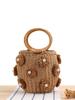 Handcrafted Fashion Bucket Bag: Pearl & Flower Woven Paper Rope Design