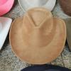 New Blue Suede Hat 7.5Cm Western Cowboy Women'S Fedora Hat Men'S Church Jazz Hat Fashion Travel Party Hat Denim Hat