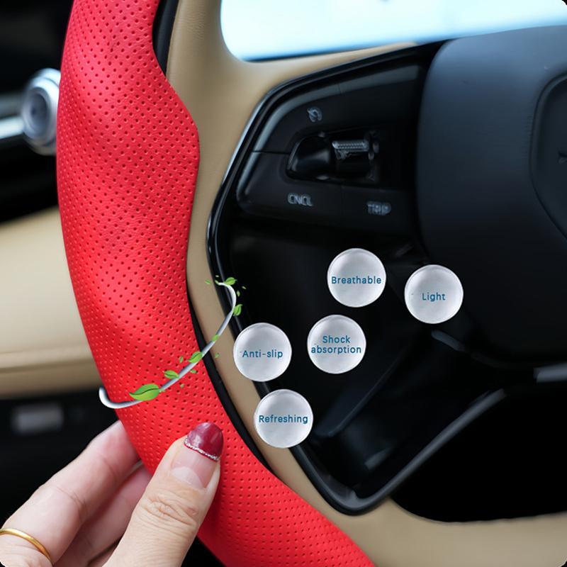 2PCS Carbon Fiber Silicone Car Steering Wheel Cover Anti-skid Booster Cover Accessories 38cm Auto Deco Body Kit Durable