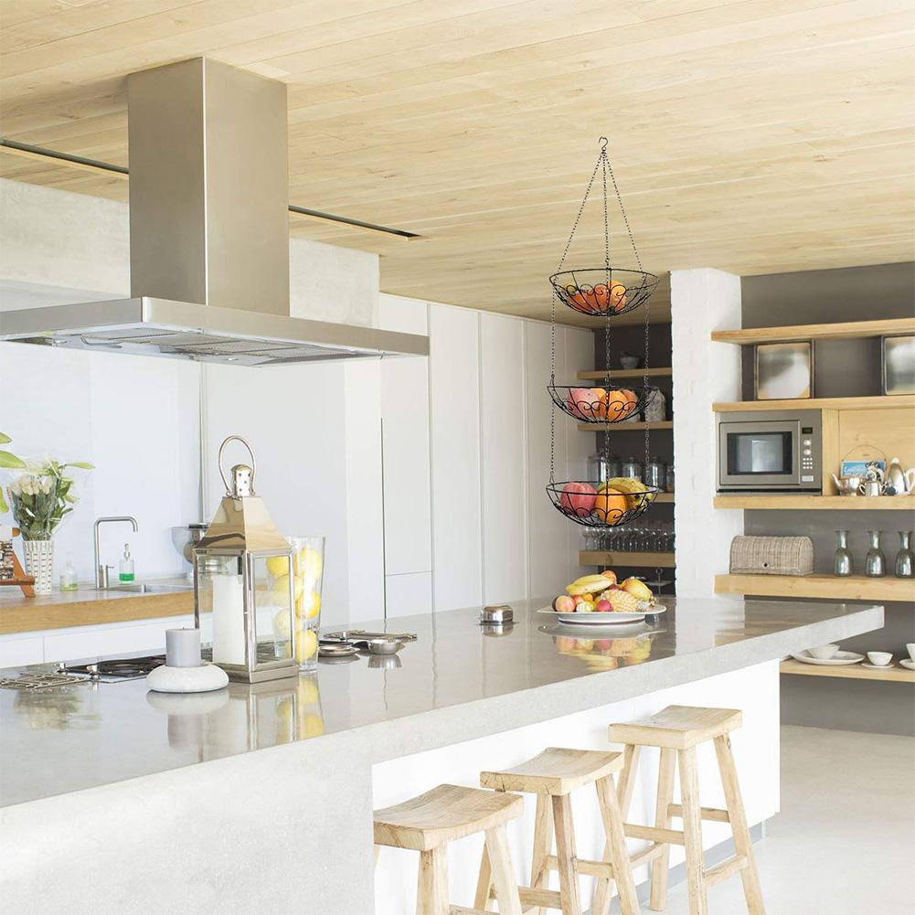 Modischer platzsparender 3-lagiger Drahtkorb für Obst zur Aufbewahrung