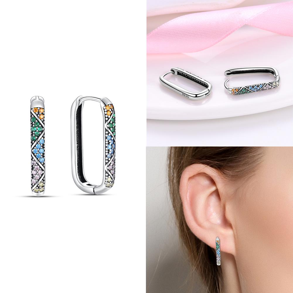 Hoop Earrings 925 Silver Certified Red Bow Heart Zircon Stud Earrings Lady's Anniversary Gift Luxury Jewelry