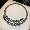 Retro Clavicle Chain Grey Choker Europe America Style Glass Pearl Openning Necklace  Birthday