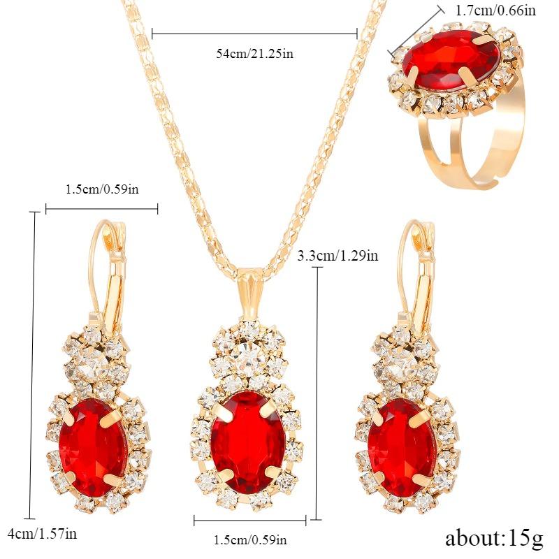 Luxury Sparkling Natural Zirconia Oval Pendant Necklace Earrings Ring Women's Gorgeous 4 Pcs Jewelry Bridal Wedding Accessories