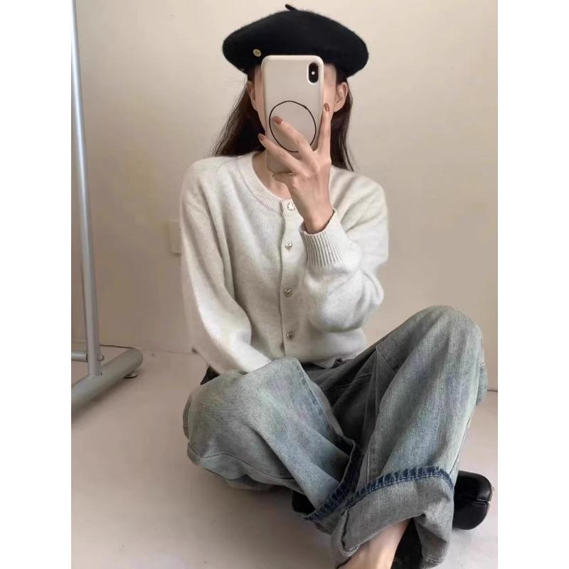 

Love button raccoon fleece sweater jacket women s autumn and winter new age-reducing long-sleeved knitted cardigan average size