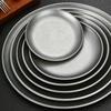 Creative Large Dinner Plate Stackable Round Main Course Plate Stainless Steel Grilled Meat Salads Pasta Tray Kitchen Tableware