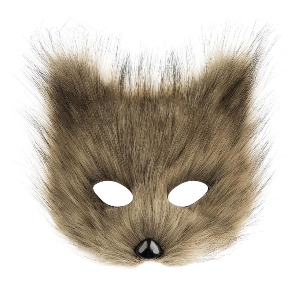 Plush Fox Cosplay Mask, Fluffy Fox Tail, Cosplay Costumes Props, Fuzzy Fox Mask for Costume Party Anime Convention