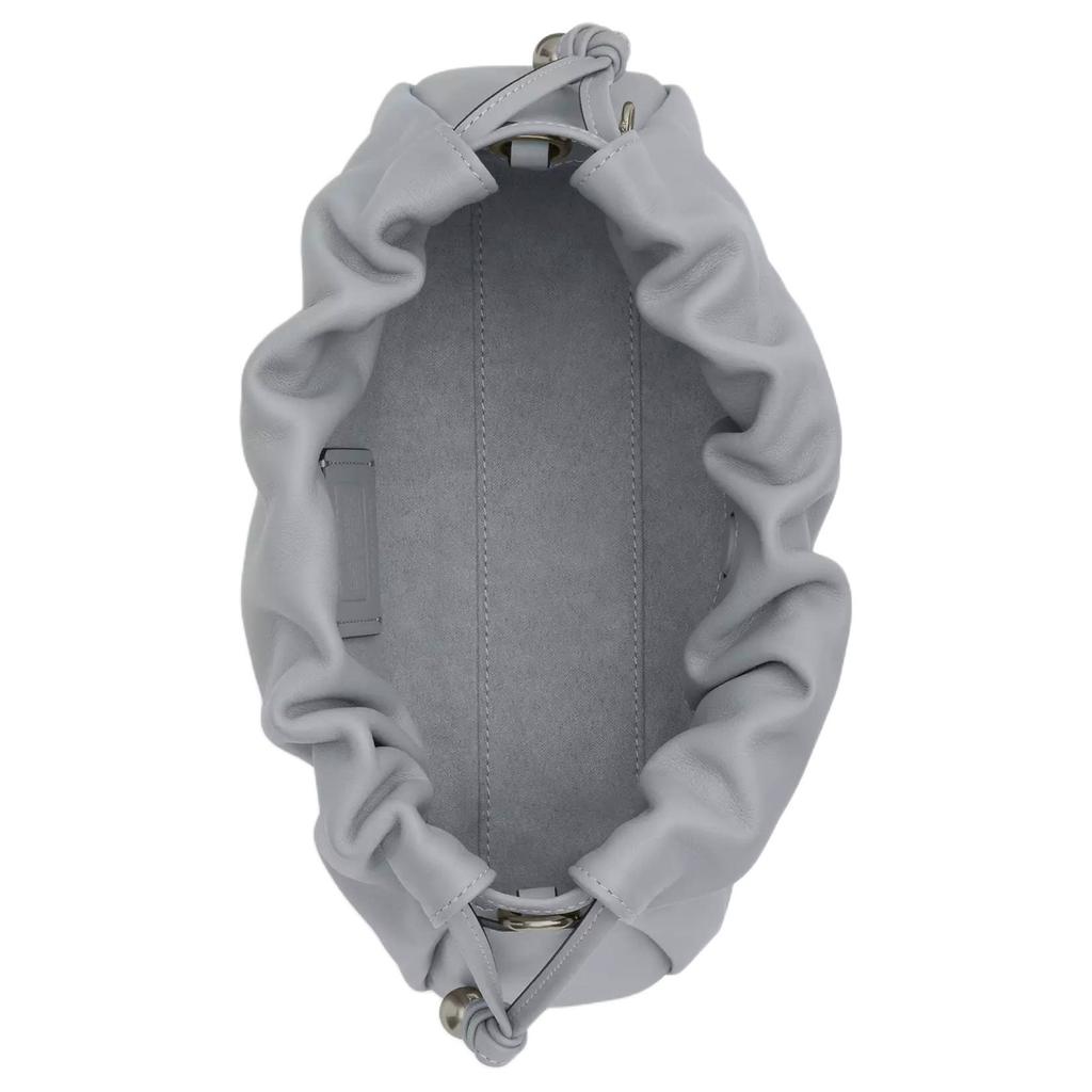 Coach Faye 26 Logo Drawstring Magnetic Closure Smooth Leather Cloud Bag Women Handbags Gray Blue CV529-QBN19