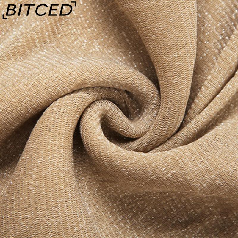 BITCED Fall Women's Solid-Color Slim-Fit High-Waisted Fashion O-Neck Long-Sleeve Mesh Dress