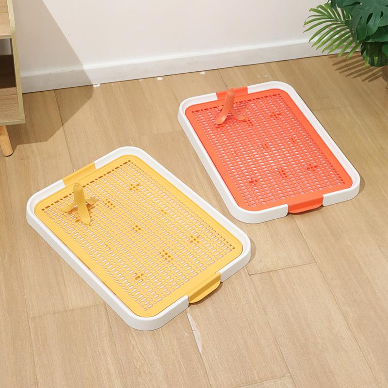 Hundetoilette Flaches Führung Design mit herausnehmbarer Schale und Säule Leicht zu reinigen Geteilter Stil Haustier Töpfchentraining Pad Halter Modernes Aussehen
